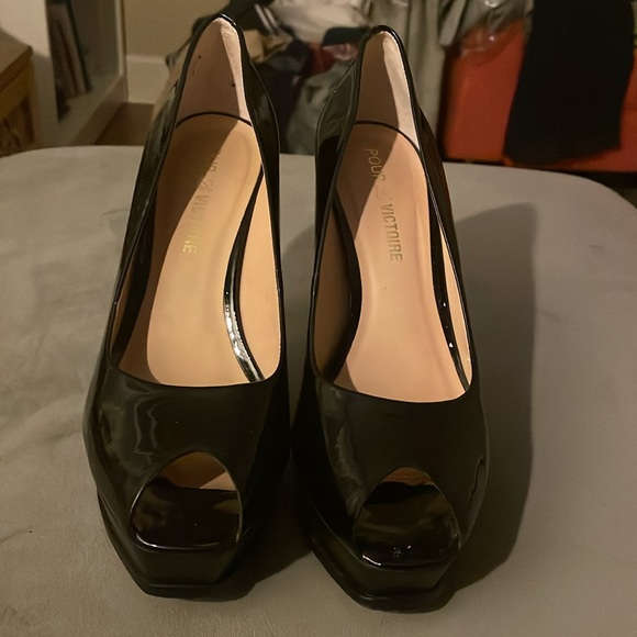 Pantent Leather Peep Toe Pumps - Picture 3 of 10